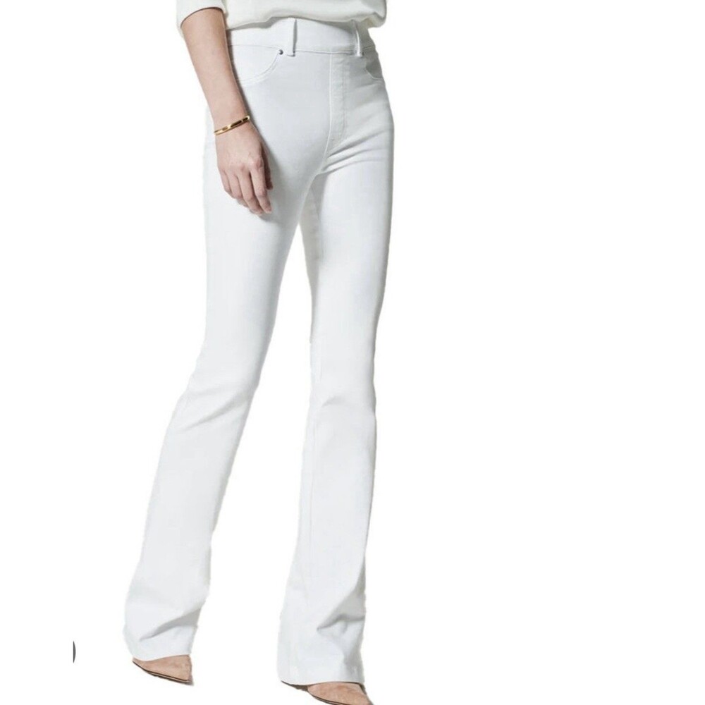 Spanx White Pull On Flare Jeans Stretch Size Small EUC